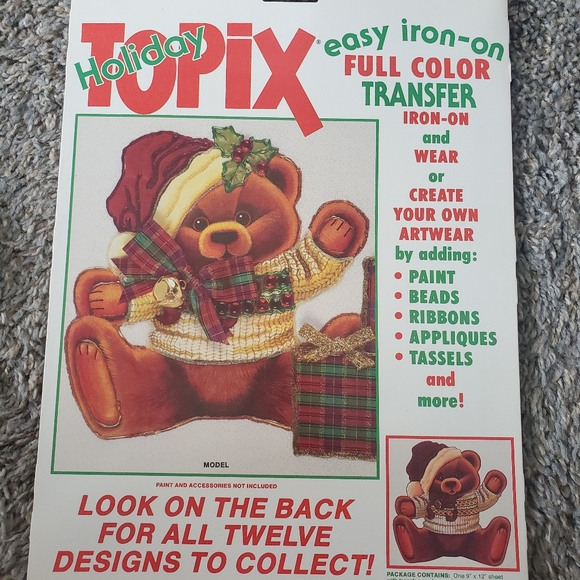 Vintage Holiday Topix Easy Iron-On Transfer Jingle Bear Christmas 90s Crafts - Picture 1 of 8